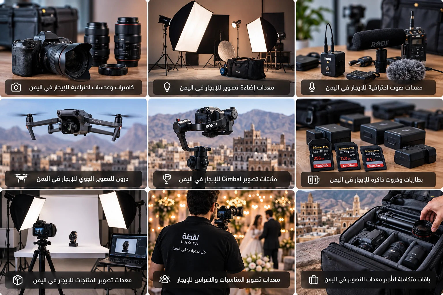 تأجير معدات التصوير في اليمن
